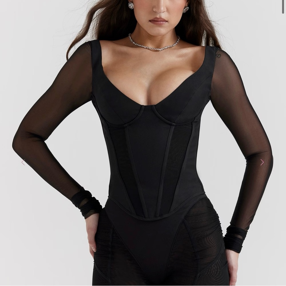 House of CB ARAMINTA Black Long Sleeve Corset